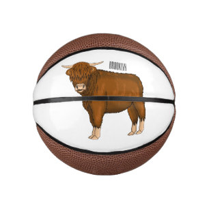 Highland cow cartoon illustration mini basketball