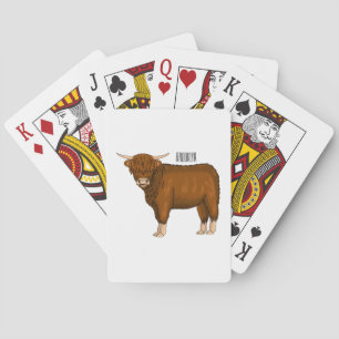 Highland cow cartoon illustration  playing cards