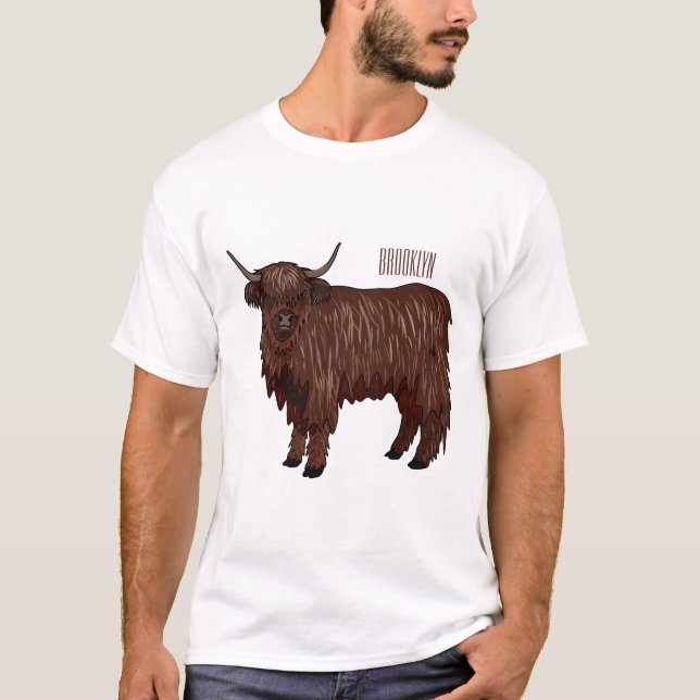 Highland cow cartoon illustration  T-Shirt (Front)
