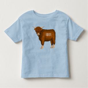 Highland cow cartoon illustration toddler T-Shirt