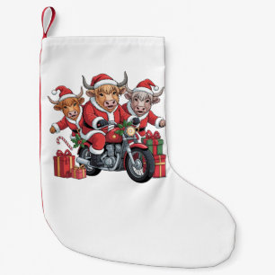 Highland Cow Cattle Animal Christmas Sleigh Funny Small Christmas Stocking