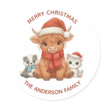 Highland Cow Christmas Custom Family Name