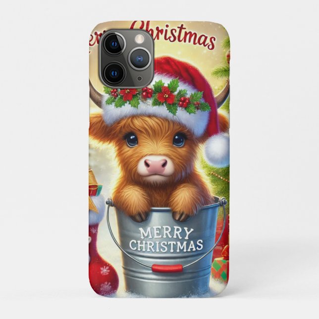 Highland Cow Christmas iPhone 11 Pro Case. Case-Mate iPhone Case (Back)