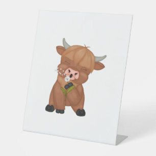 Highland Cow Christmas Merry and Bright, Scottish, Pedestal Sign