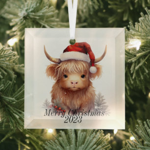 Highland Cow Christmas Ornament