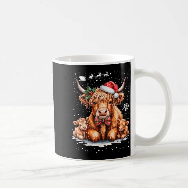 Highland Cow Christmas Outfit Idea Women Xmas High Coffee Mug (Right)