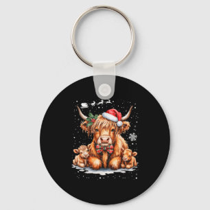 Highland Cow Christmas Outfit Idea Women Xmas High Key Ring