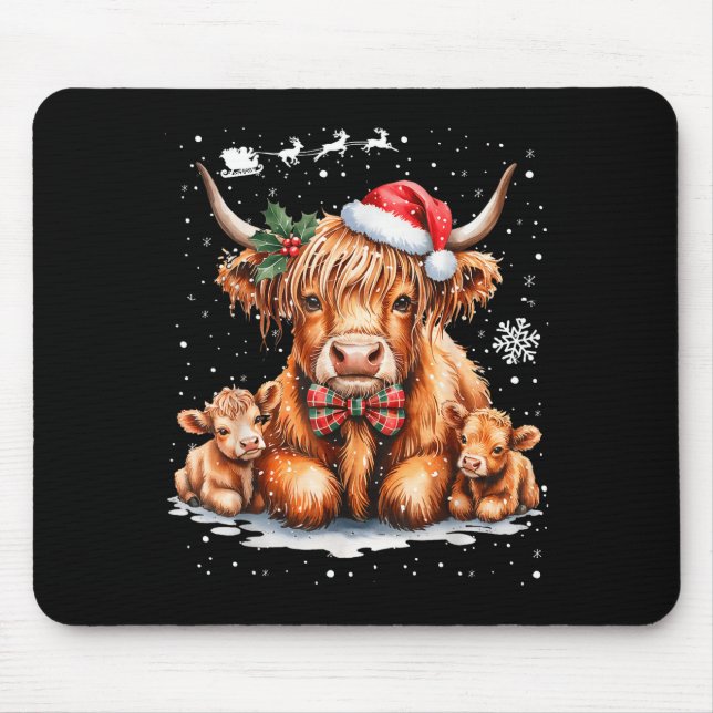 Highland Cow Christmas Outfit Idea Women Xmas High Mouse Pad (Front)