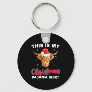 Highland Cow Christmas Pajama Santa Cow Lover  Key Ring