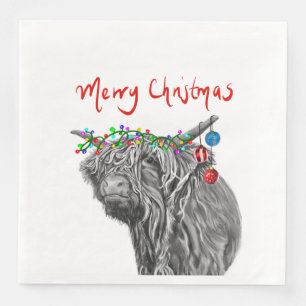 Highland Cow Christmas paper napkins