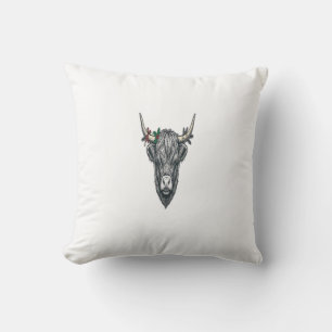 Highland Cow Christmas Ugly Sweater Vector Design_ Cushion