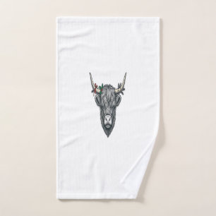 Highland Cow Christmas Ugly Sweater Vector Design_ Hand Towel