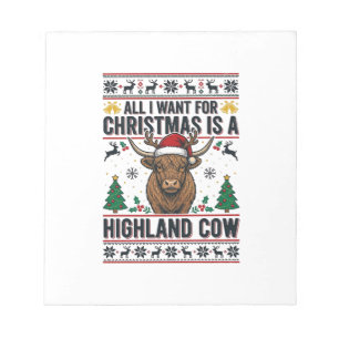 Highland Cow Christmas Vintage Engraving Shirt Des Notepad