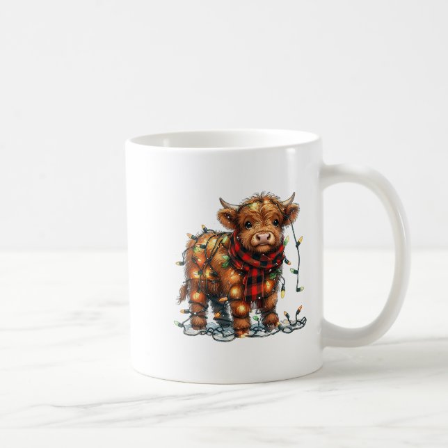 Highland Cow Christmas Xmas Santa Baby Wooly Farm  Coffee Mug (Right)