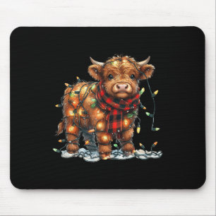 Highland Cow Christmas Xmas Santa Baby Wooly Farm  Mouse Pad