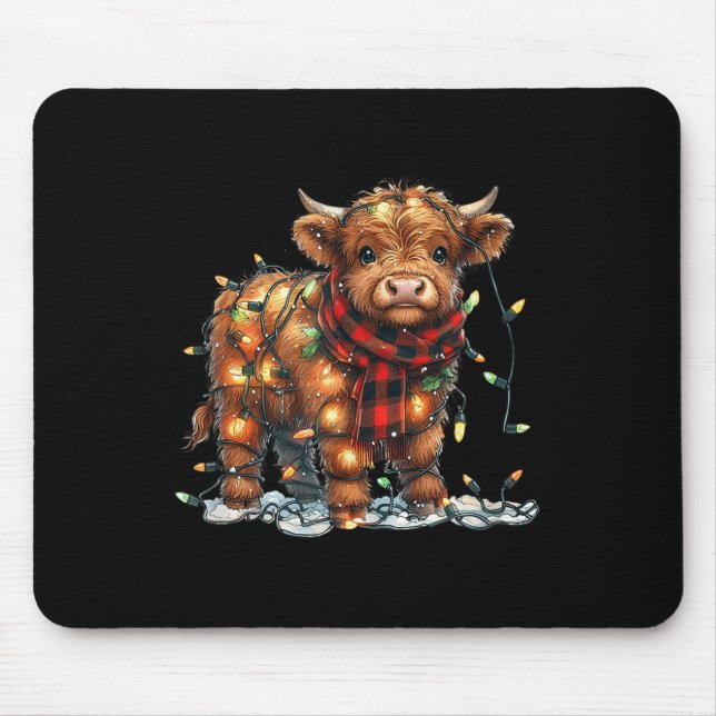 Highland Cow Christmas Xmas Santa Baby Wooly Farm  Mouse Pad (Front)