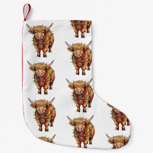 Highland Cow Christmas Xmas Santa Baby Wooly Farm Small Christmas Stocking