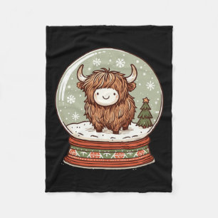 Highland Cow Christmas Xmas Santa Wooly Farm Anima Fleece Blanket