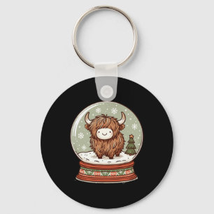 Highland Cow Christmas Xmas Santa Wooly Farm Anima Key Ring