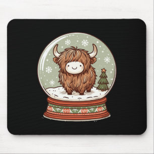 Highland Cow Christmas Xmas Santa Wooly Farm Anima Mouse Pad