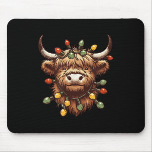Highland Cow Christmas Xmas Santa Wooly Farm Anima Mouse Pad