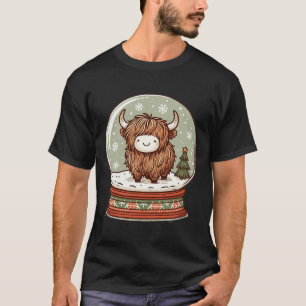 Highland Cow Christmas Xmas Santa Wooly Farm Anima T-Shirt