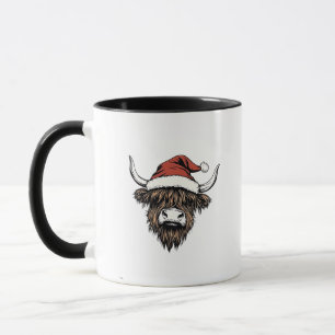 Highland Cow Christmas Xmas Santa Wooly Farm Mug