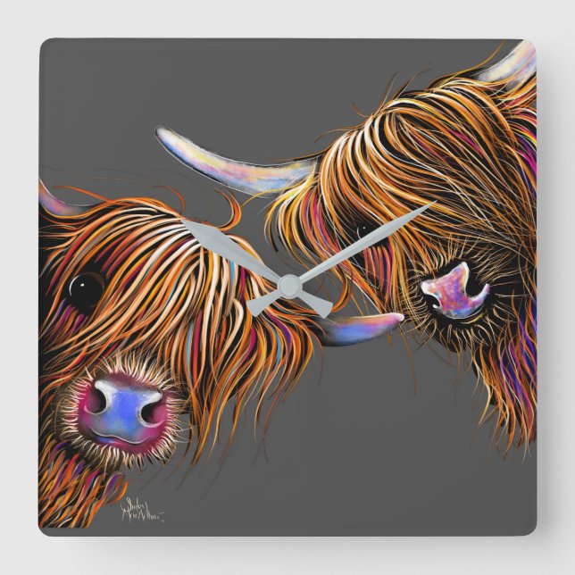 Highland Cow Clock ‘ S&N’ by Shirley MacArthur (Front)