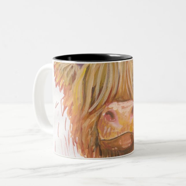 highland cow close up mug (Front Left)