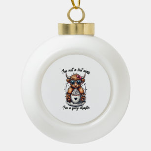 Highland Cow Coffee , Coffee Cow Ceramic Ball Christmas Ornament