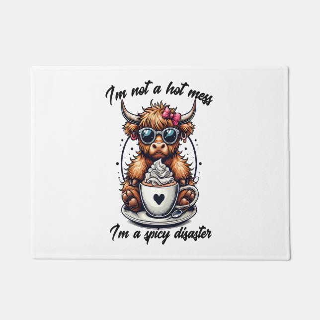 Highland Cow Coffee , Coffee Cow  Doormat (Front)