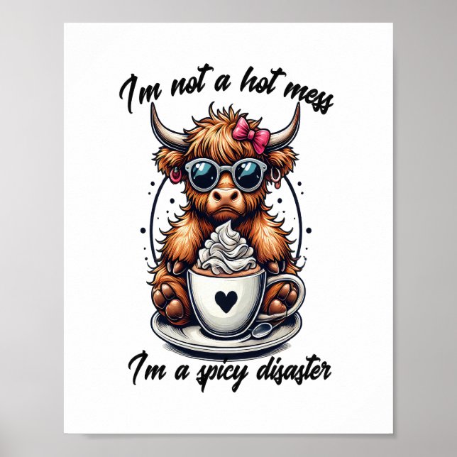 Highland Cow Coffee , Coffee Cow  Poster (Front)