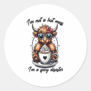 Highland Cow Coffee Png, Coffee Cow Png Classic Round Sticker