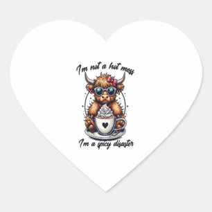 Highland Cow Coffee Png, Coffee Cow Png Heart Sticker