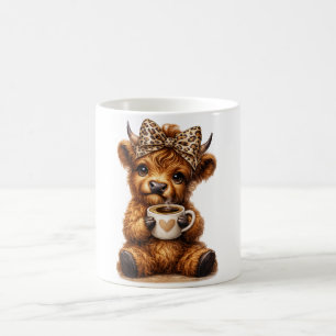 Highland Cow Coffee Wrap: Leopard Bow — Personaliz Coffee Mug