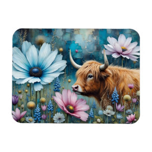 Highland Cow Colourful Cosmos Tapestry Magnet