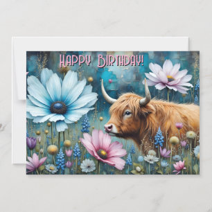 Highland Cow Colourful Cosmos Tapestry  Magnetic Invitation