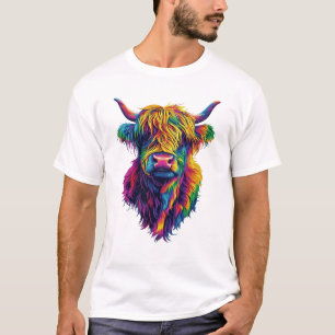 Highland Cow Colourful Lover Design For Girls Wome T-Shirt