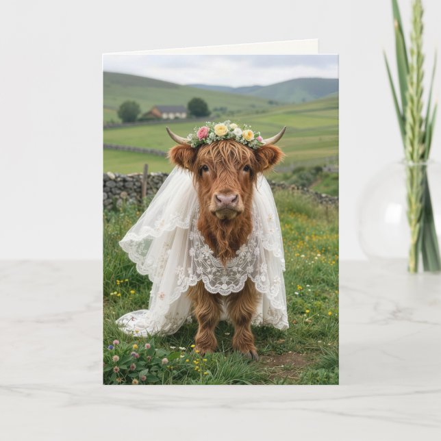 Highland Cow Congratulations for Bride Card (Front)