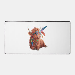 Highland Cow , Cool Cow , Sunglass Desk Mat