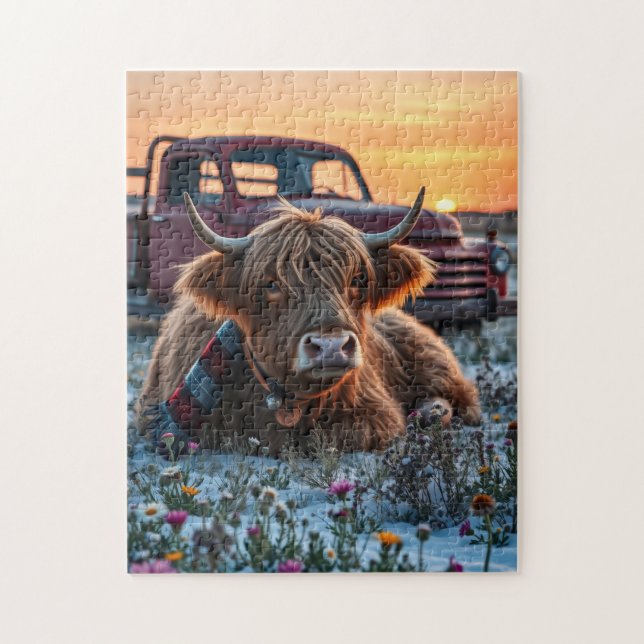 Highland Cow Country Christmas Jigsaw Puzzle (Vertical)