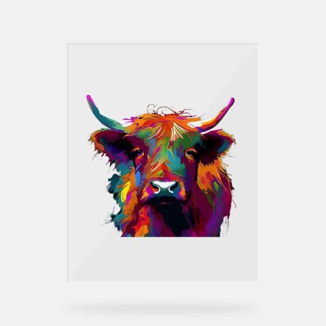 highland Cow, cow, highland cow art, cute highland Acrylic Sign (Front)