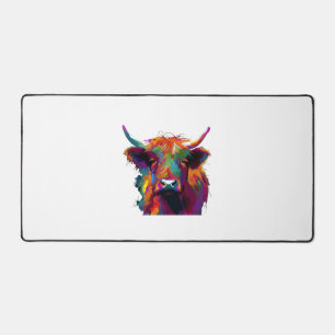 highland Cow, cow, highland cow art, cute highland Desk Mat