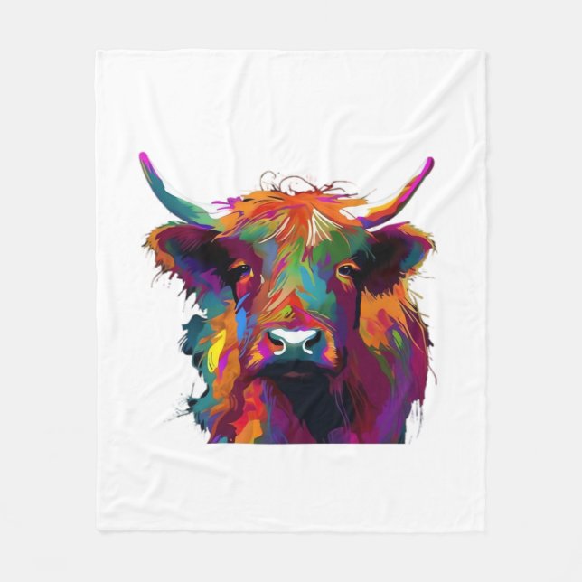 highland Cow, cow, highland cow art, cute highland Fleece Blanket (Front)