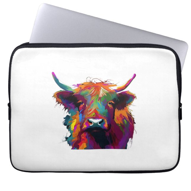 highland Cow, cow, highland cow art, cute highland Laptop Sleeve (Front)