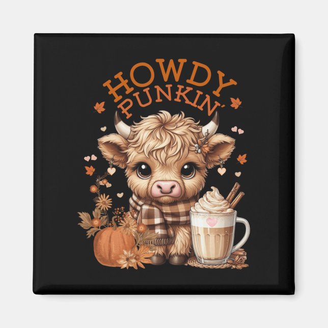 Highland Cow, Cute And Cosy Ready For Fall Fun! Lo Magnet (Front)