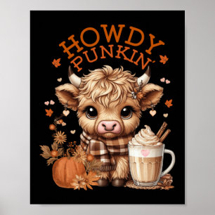 Highland Cow, Cute And Cozy Ready For Fall Fun! Lo Poster