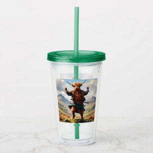 Highland Cow Dancing The Highland Fling, Acrylic Tumbler