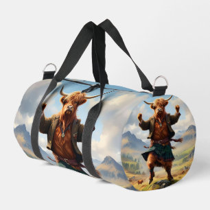 Highland Cow Dancing The Highland Fling, Duffle Bag