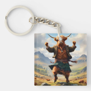 Highland Cow Dancing The Highland Fling, Key Ring